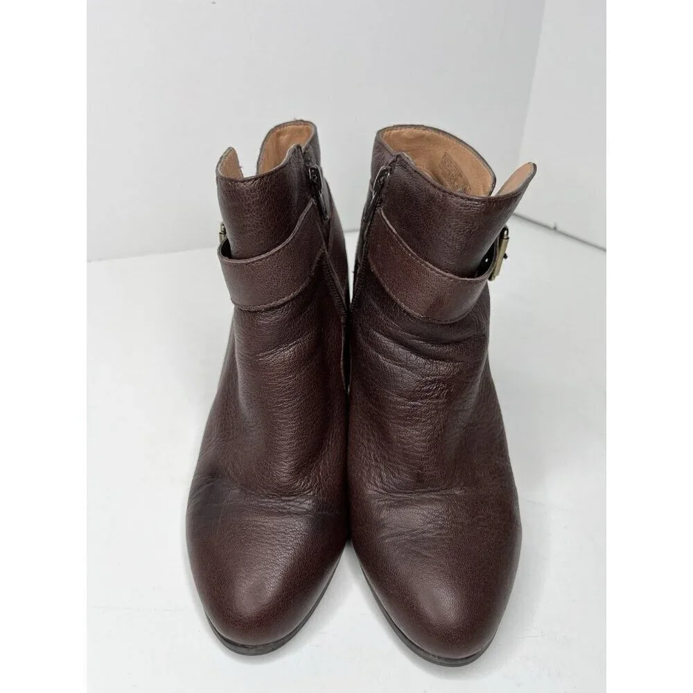 Vionic Womens Trinity Brown Alison Ankle Leather Bootie Side Zip Size 7.5 US